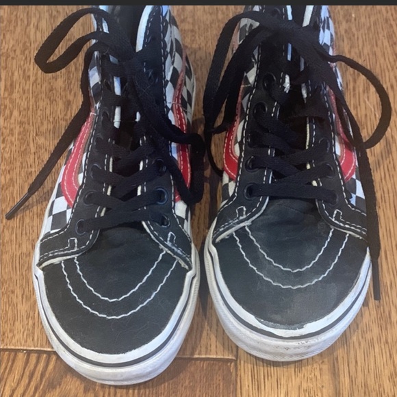Kids size 13 vans high top checkerboard zip back excellent used condition - Picture 8 of 9